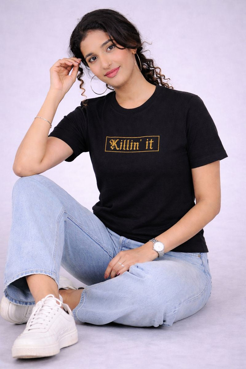 Black "Killin It" Tees for Women