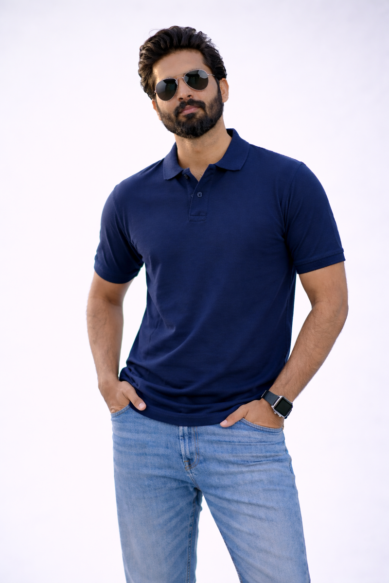 Navy Blue Polo Tees for Men