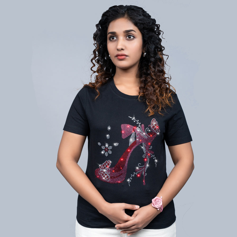 Center Stage Black Party Shoes Tees for Women in India 