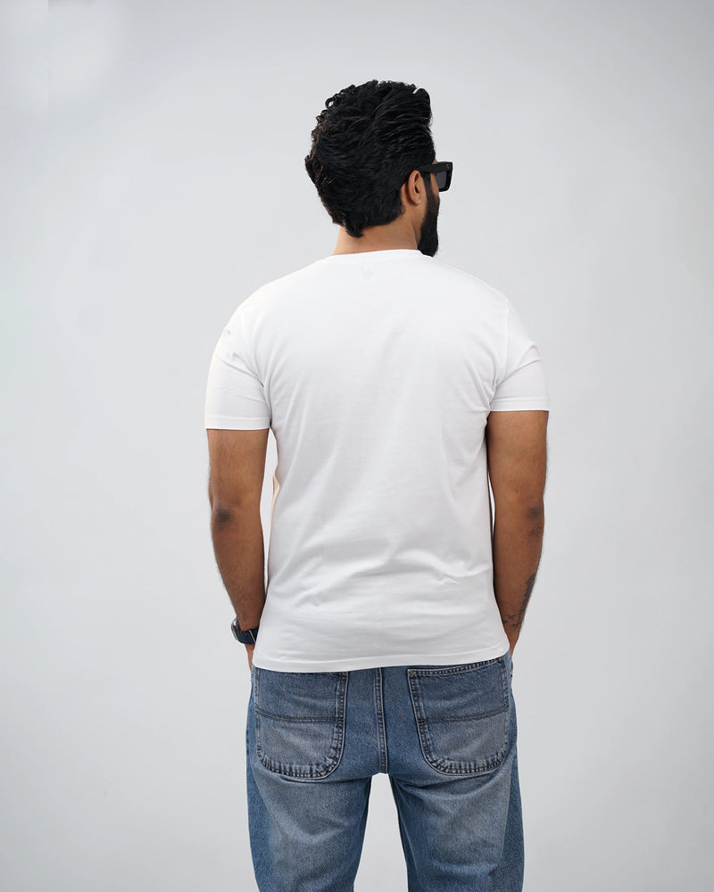 White V-Neck T-Shirt for Men – Clean Back Design
