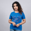 Multi-Color Butterfly Motif on Royal Blue Tees for Women in India
