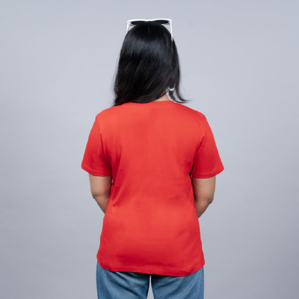 Red Butterfly Stone Embellished Bling Tee for Women | Center Stage