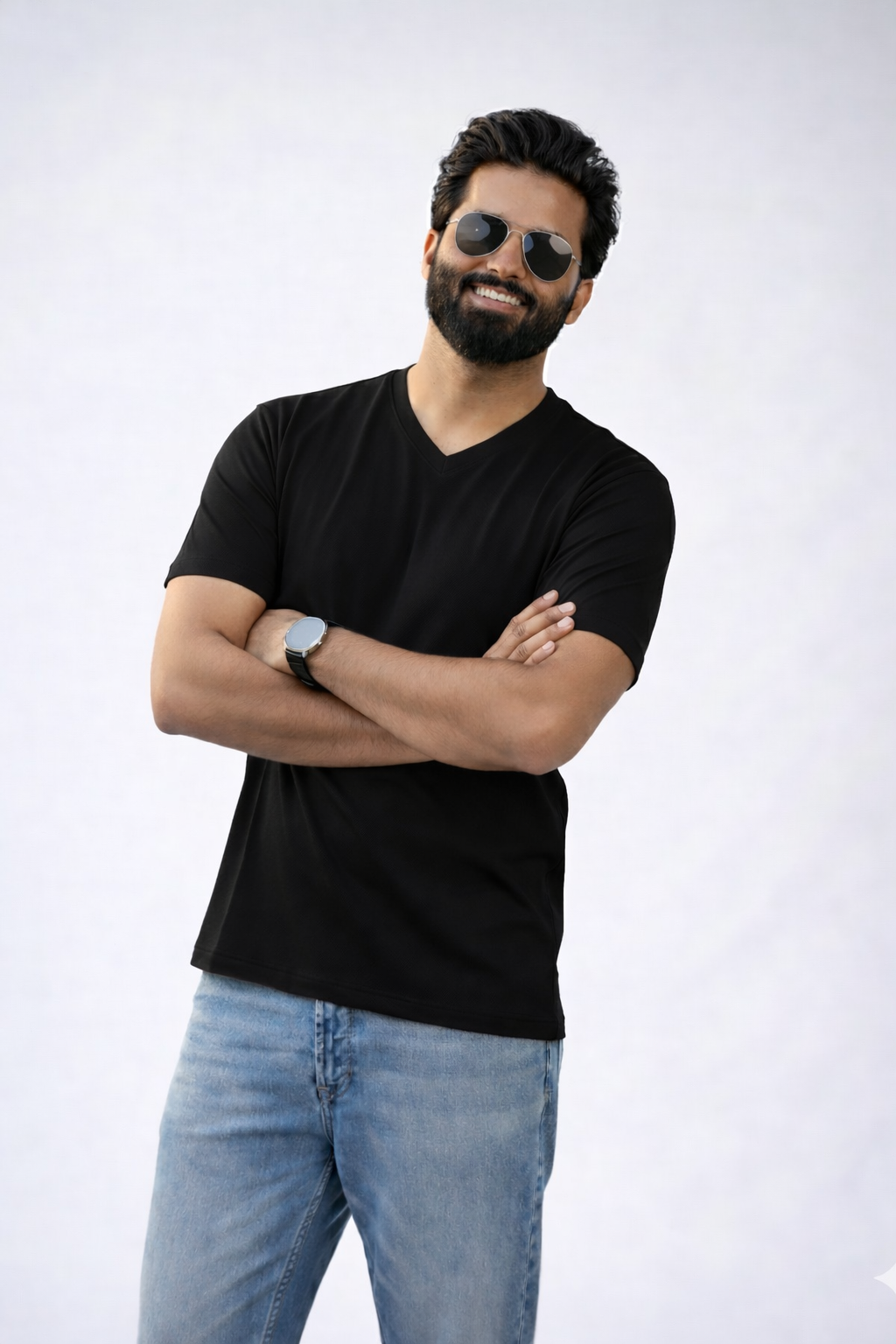 Black V-Neck Tees for Men