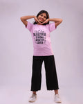 Side profile of purple kids tee with motivational text—soft cotton for boys & girls