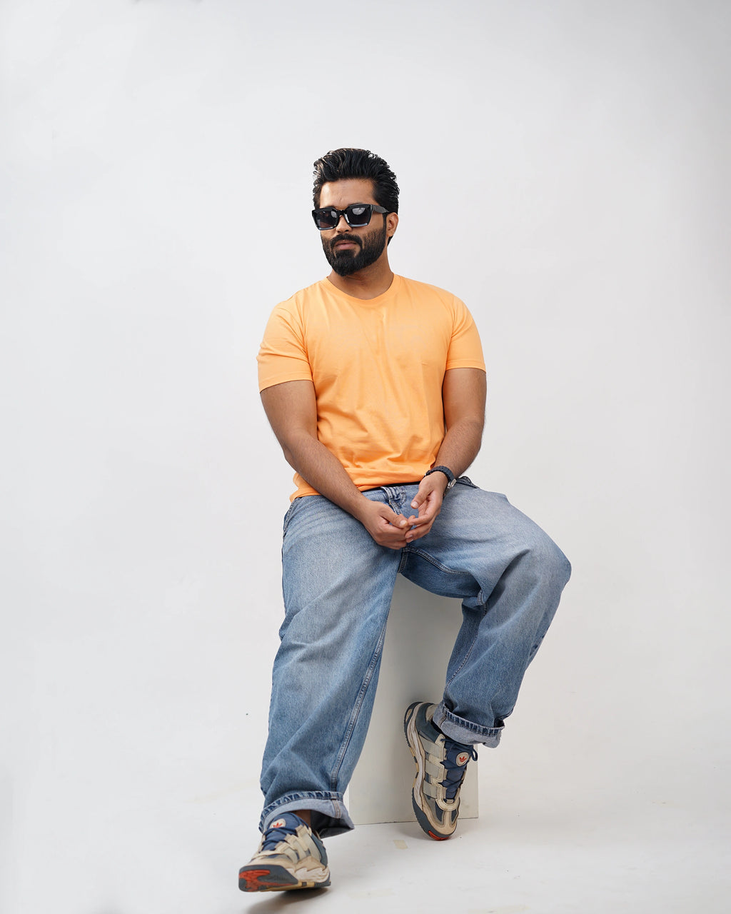 Orange Round Neck Tees for Men