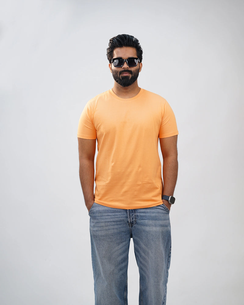 Orange Round Neck Tees for Men