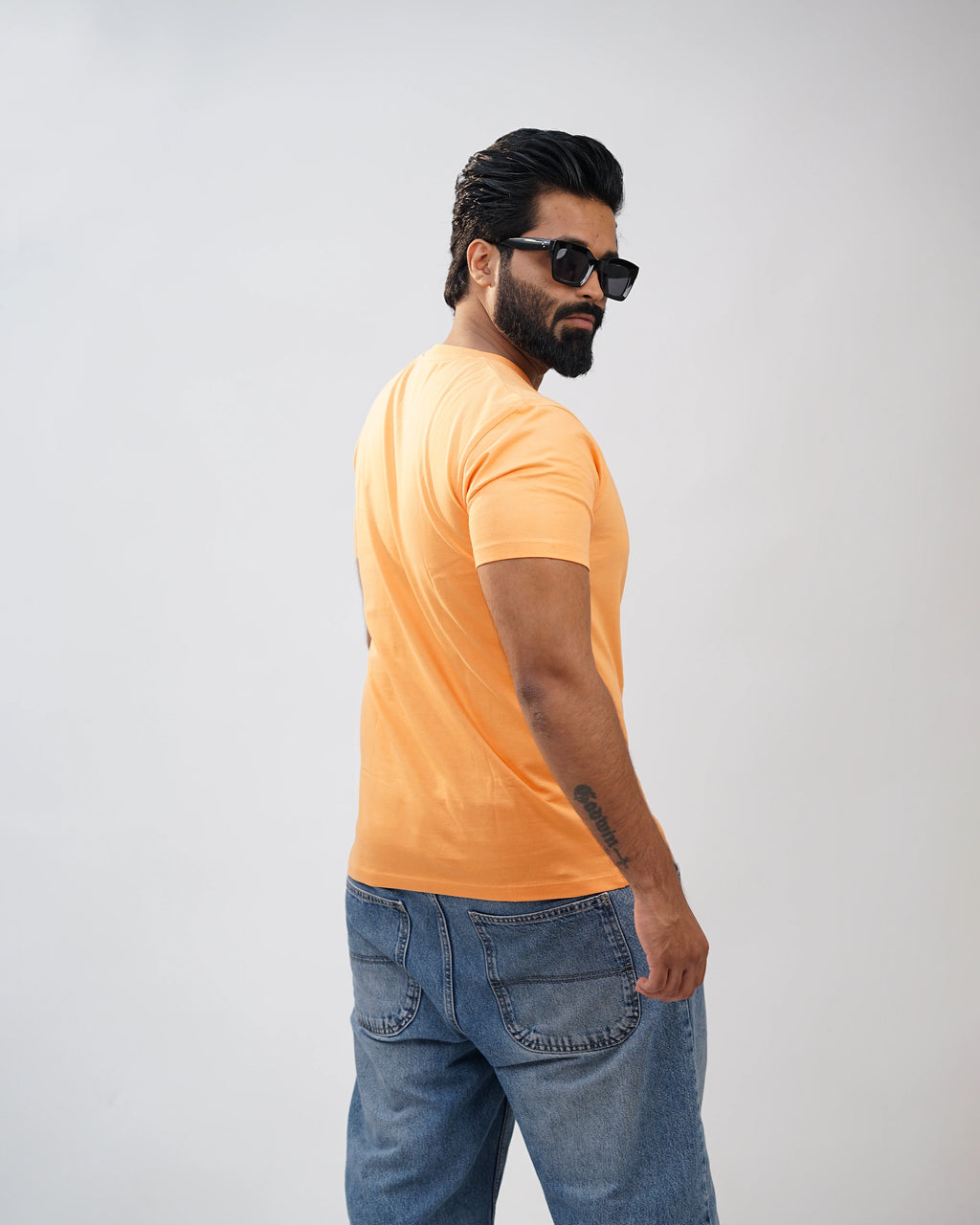 Orange Round Neck Tees for Men