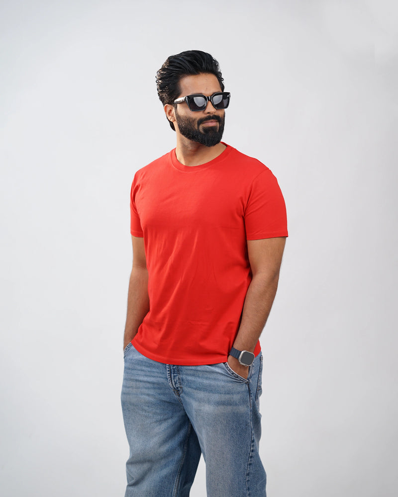 Red Round Neck Tees for Men