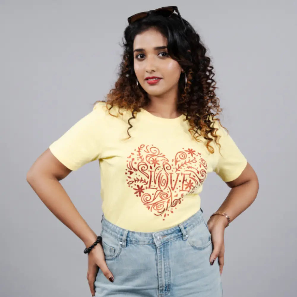 Yellow "Nature Love" Tees for Women
